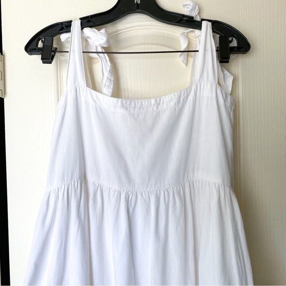 Juliet Dunn Dress Ric-Rac Tie Shoulder Midi Summer White Pastel Rainbow 2 EUC - Picture 8 of 10